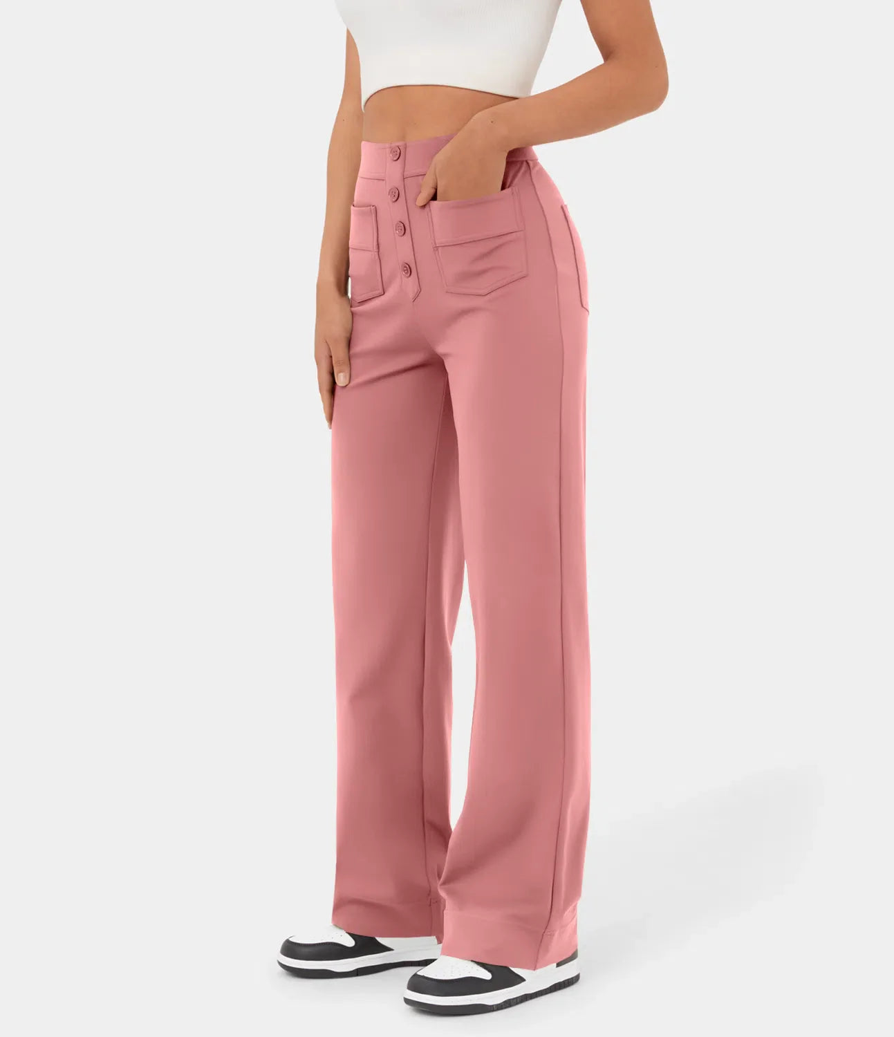 Pantalon de Taille Haute et Élastique Chic