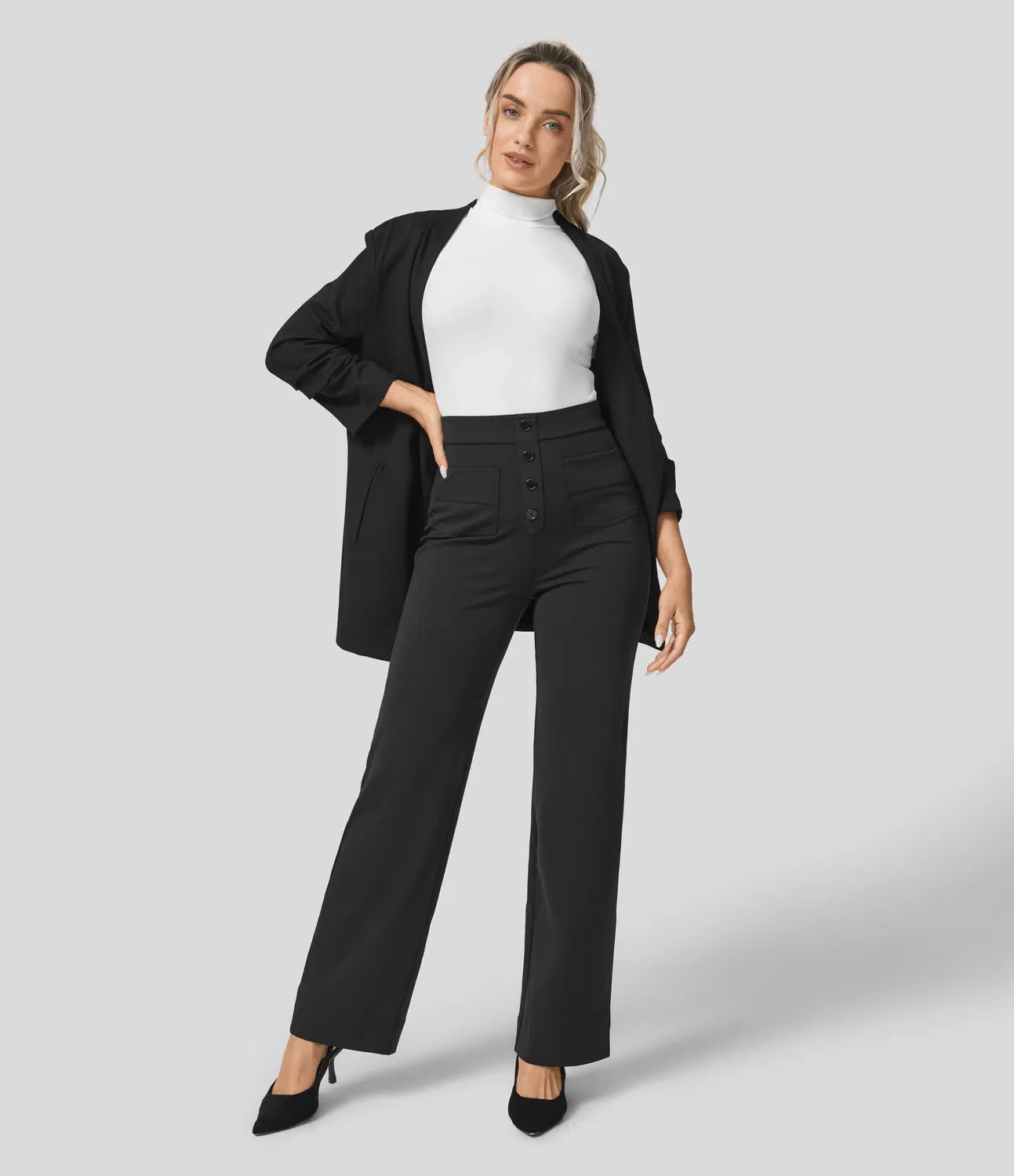 Pantalon de Taille Haute et Élastique Chic
