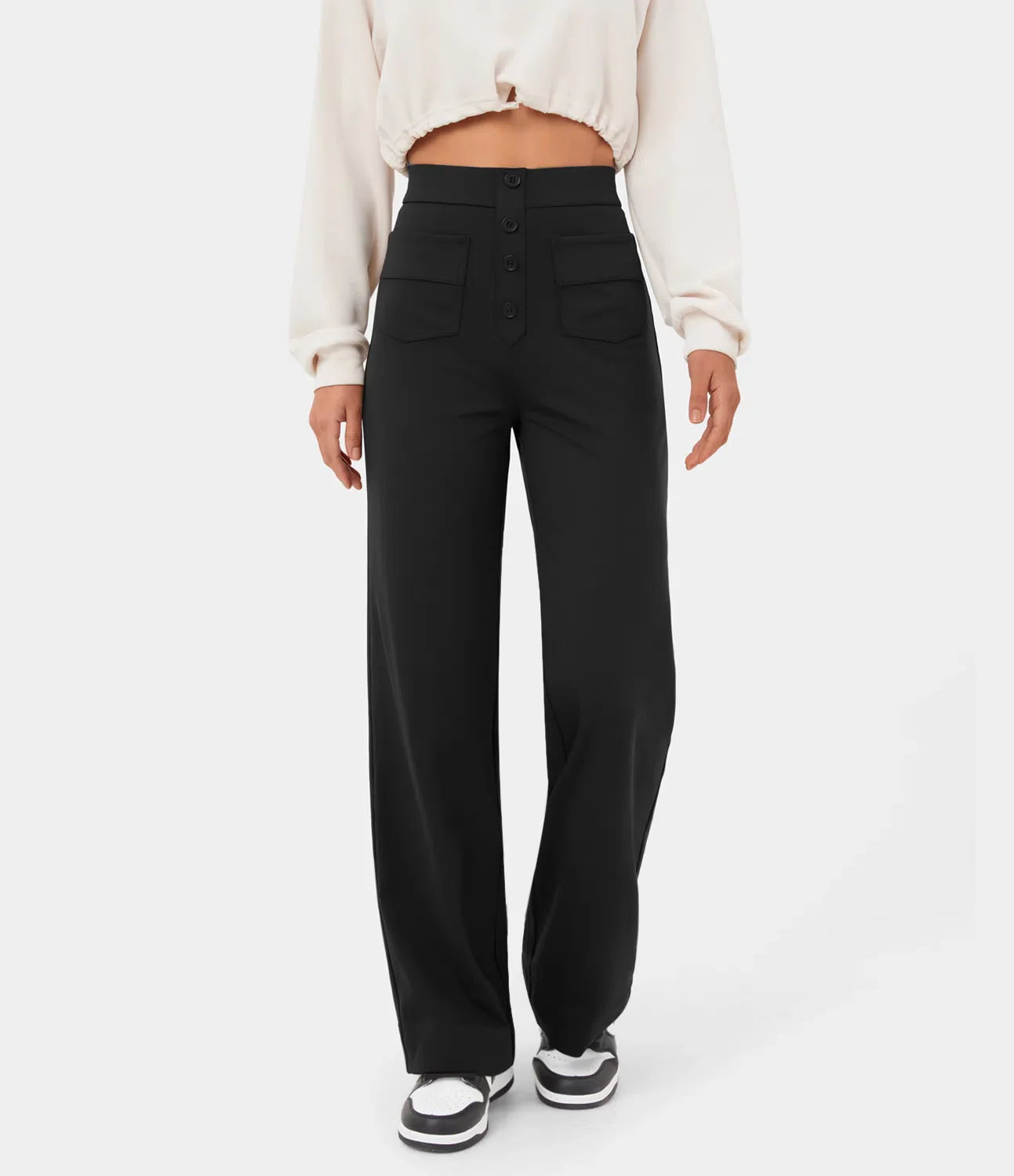 Pantalon de Taille Haute et Élastique Chic