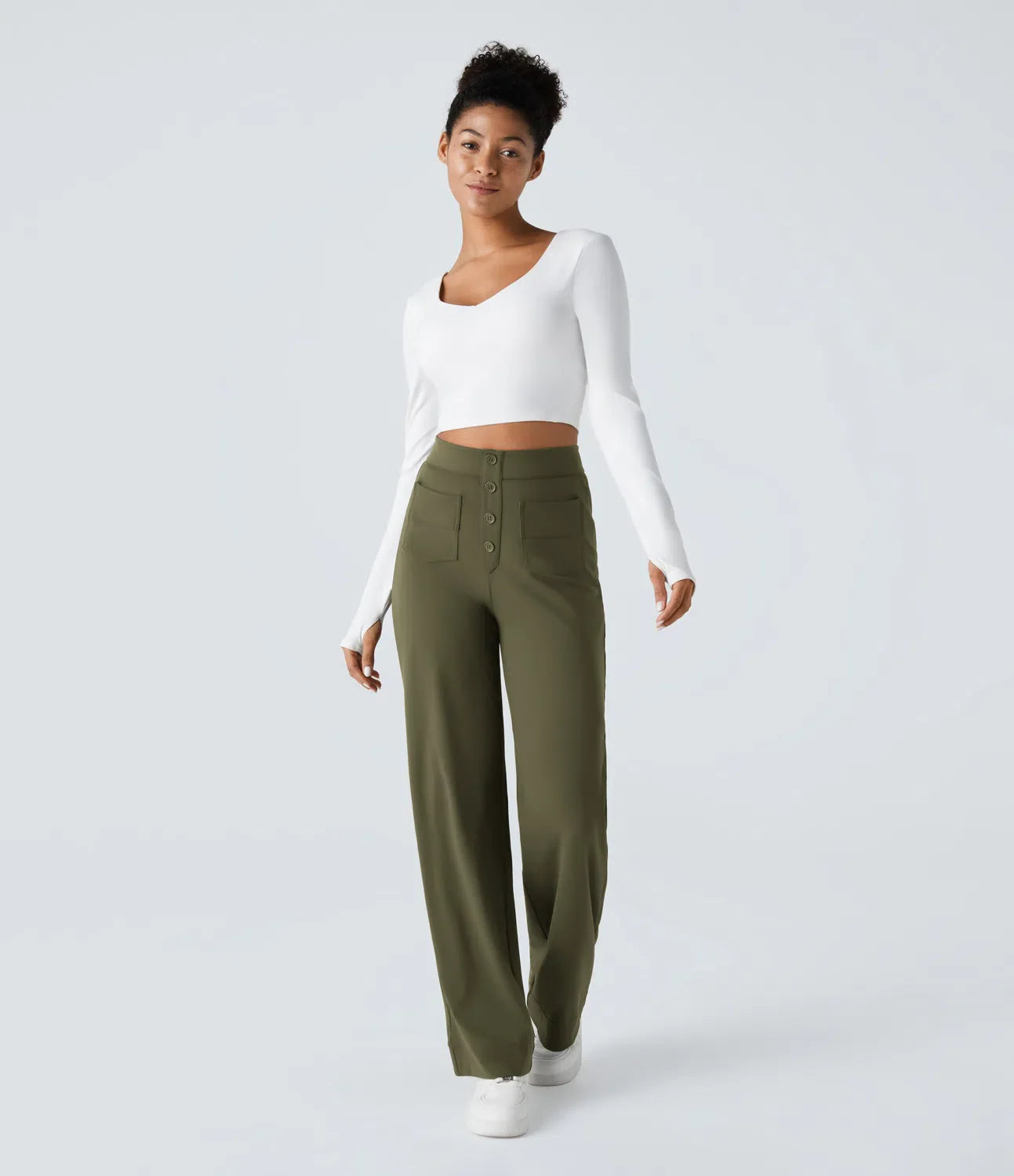 Pantalon de Taille Haute et Élastique Chic