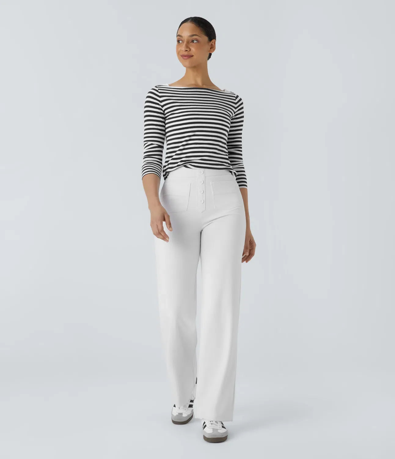 Pantalon de Taille Haute et Élastique Chic