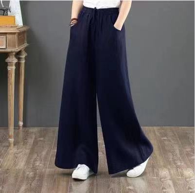 Pantalon Wide Leg en Lin à Nouer Large