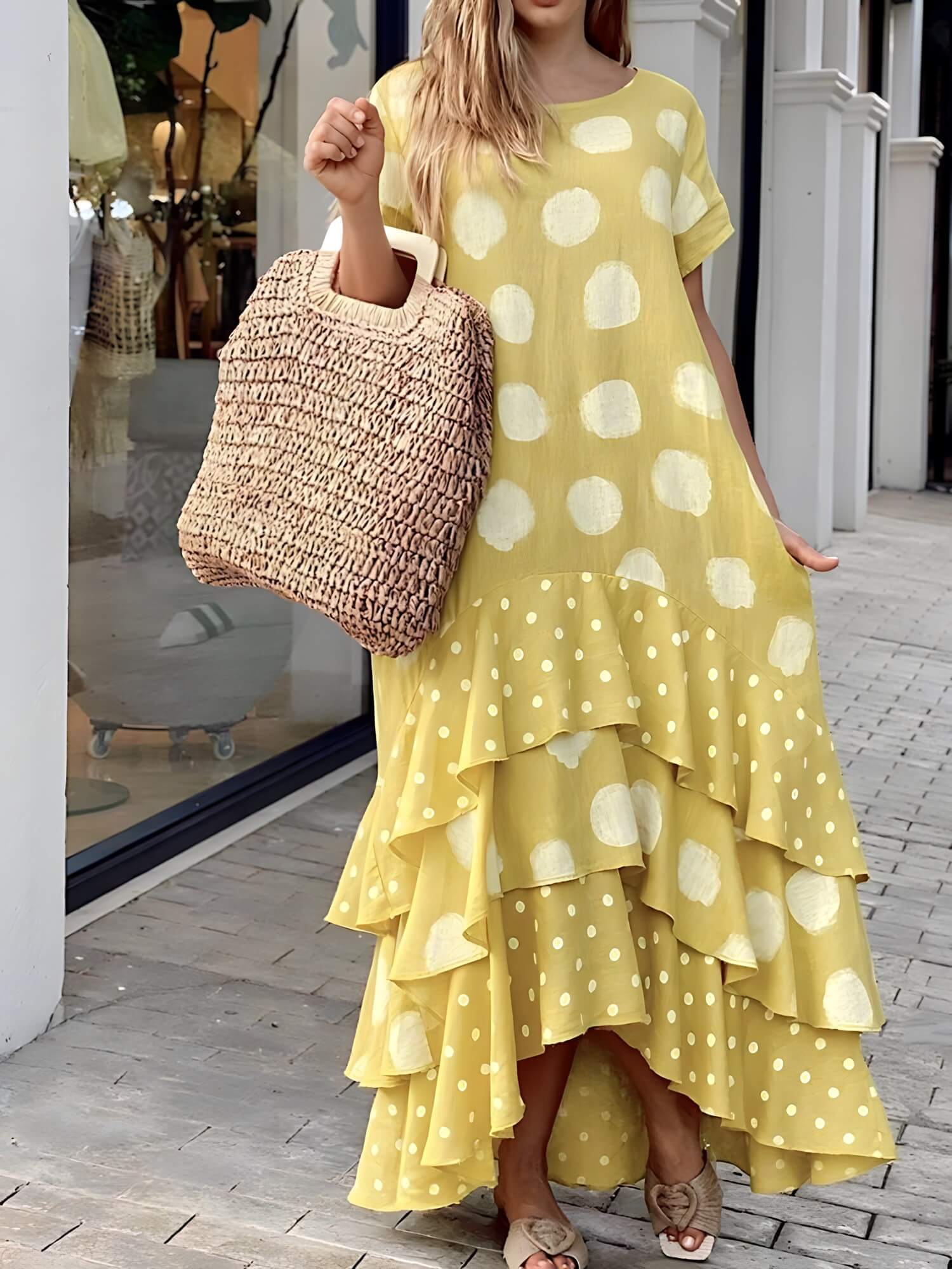 Robe Longue Á Volants Belise