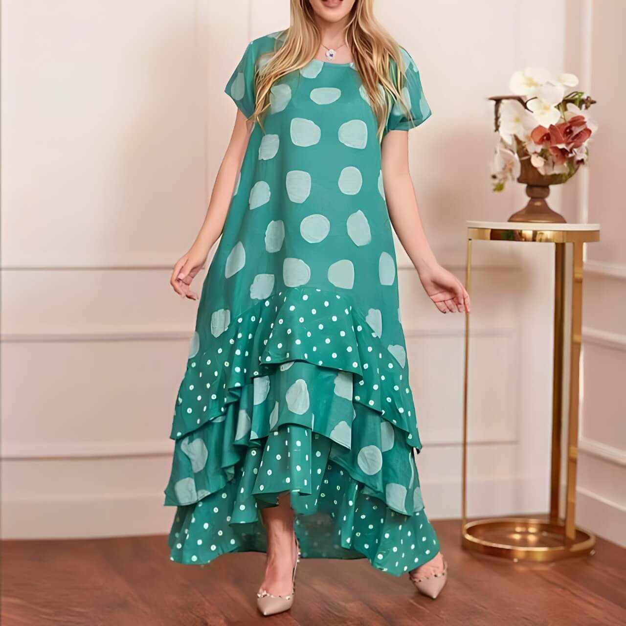 Robe Longue Á Volants Belise