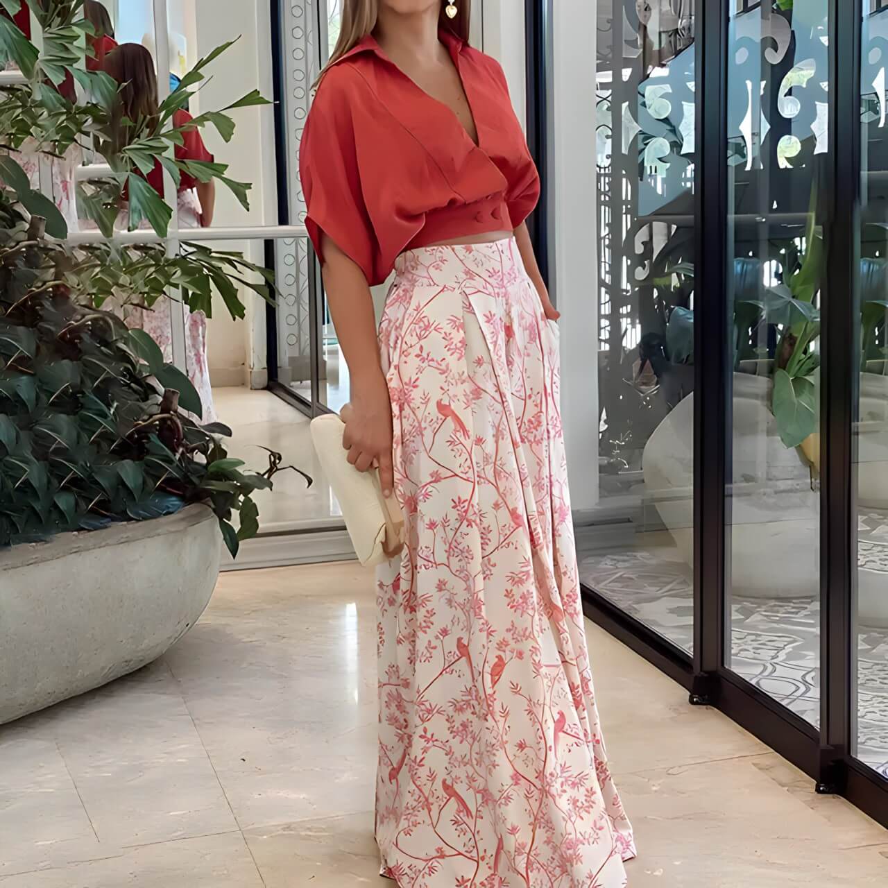 Ensemble Top cCourt et Pantalon à Jambes Larges Yalena