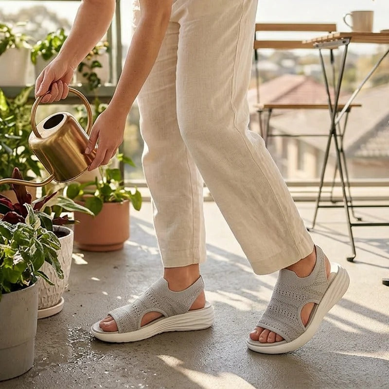 Sandales à plateforme en tricot respirant pour femme